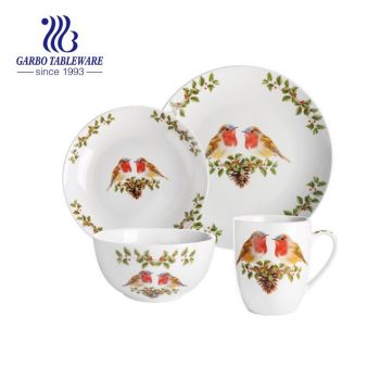 Spring  Summer Series  food-grade16pcs  porcelain dinner set  tableware round shaped  dinner plate side plate bowl mugs set