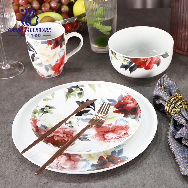 Conjunto de louça de cerâmica com estampa de mirtilo conjunto de mesa para casa conjuntos de jantar com tigela e pratos decoração de talheres 20 peças conjuntos de cozinha