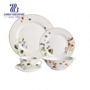 Colorful funny New bone china 20pcs dinner set coffee mug dinner plate side plate rice bowl set porcelain tableware with golden rim