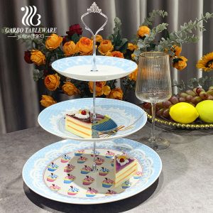 3pcs ceramic plate set food grade for afternoon tea for wholesale