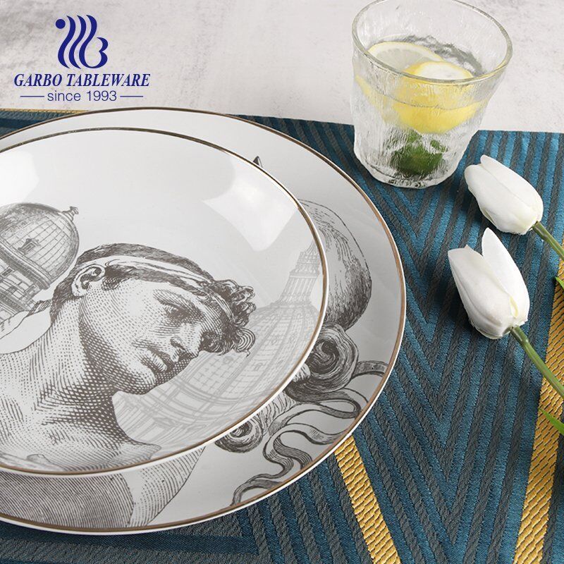 OEM Personalized  Custom decal logo porcelain dinnerware tableware set of 12pcs side plate dinner plates