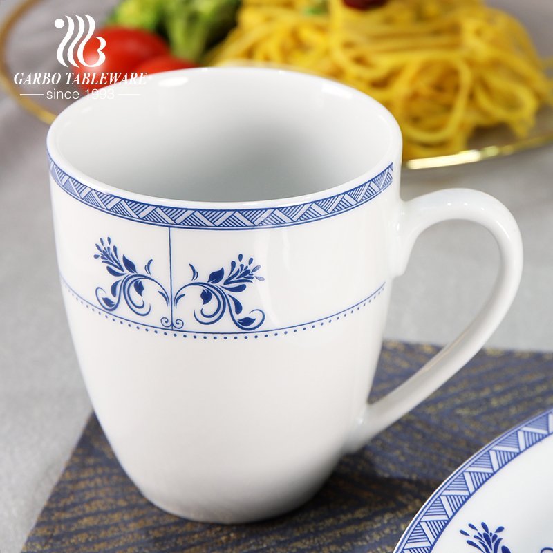 Factory outlet unique blue decal high temperature 16pcs porcelain dinner set