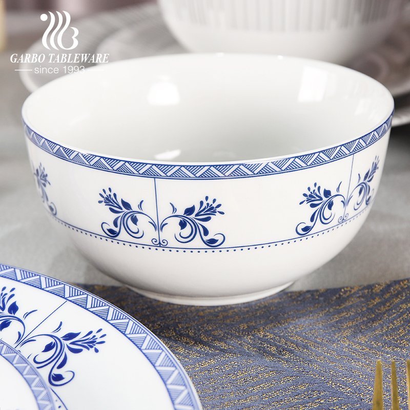 Factory outlet unique blue decal high temperature 16pcs porcelain dinner set