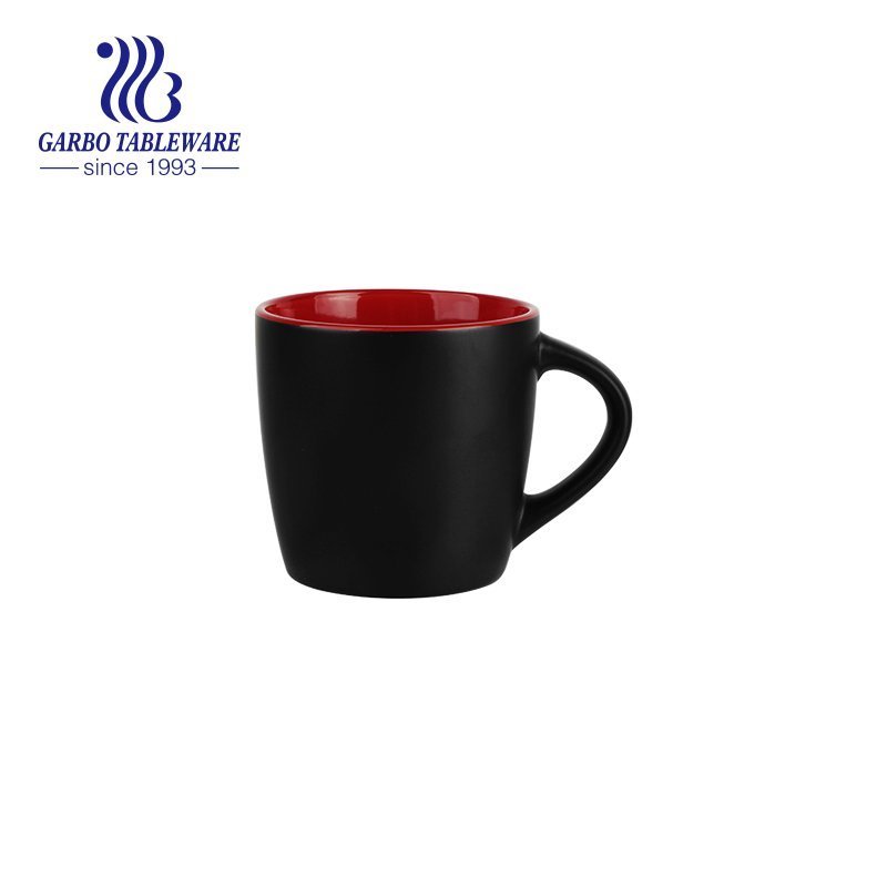 Stoneware coffee mug with inside black color glazed for wholesale