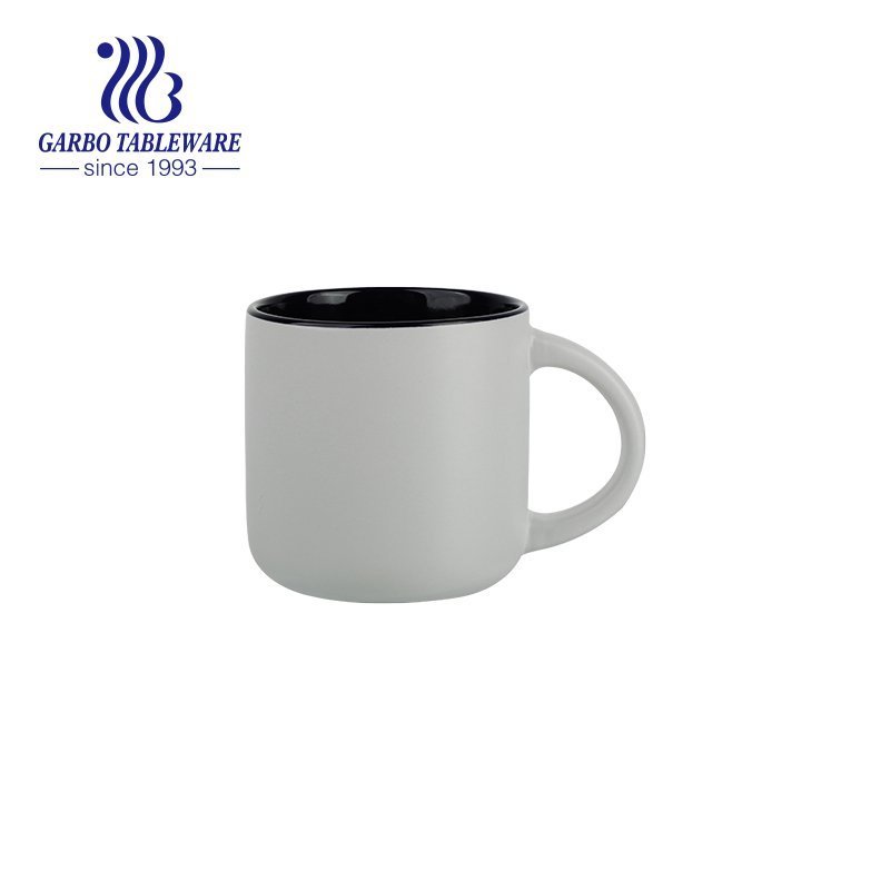 Custom  print breakfast milk ceramic mug set 450ml water drinking mug stoneware juice cup with big handle tumbler