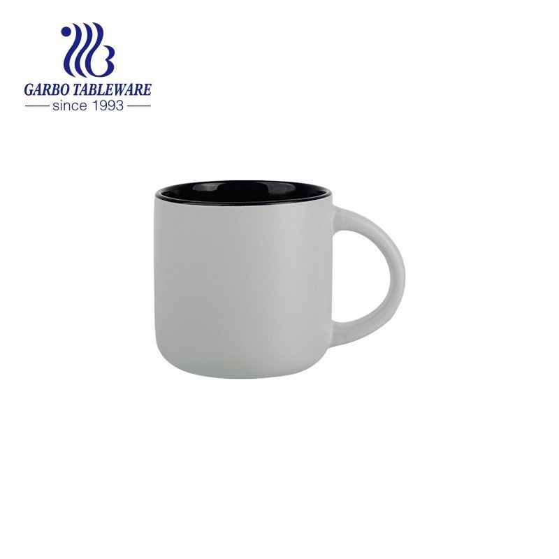 Ceramic mug with 2 colors glazed for drinking milk at breakfast