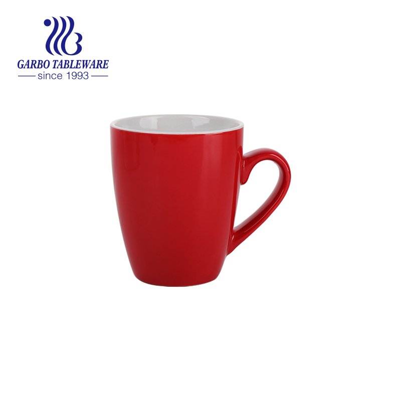 Red color glazed classic ceramic mug stoneware drinking cup custom  words  and logo decal print porcelain mugs