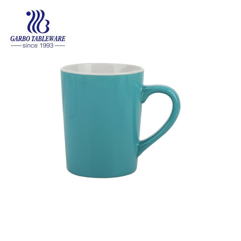 790ml supper big ceramic mug inner green and outer dark blue ceramic mug