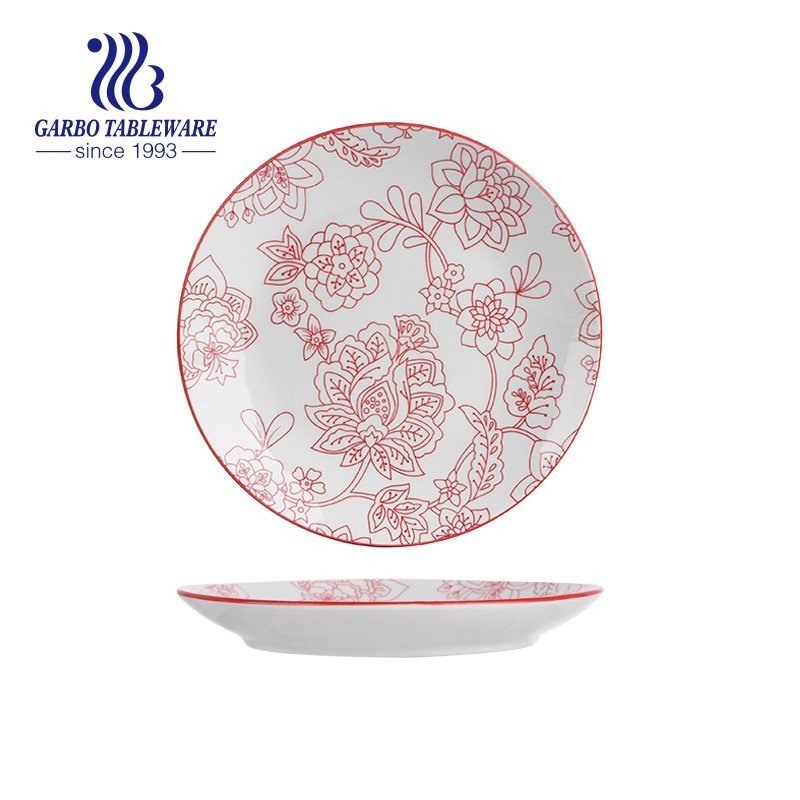 Factory custom Chinese style blue under glazed flat 7.5inch ceramic dessert plate for dining
