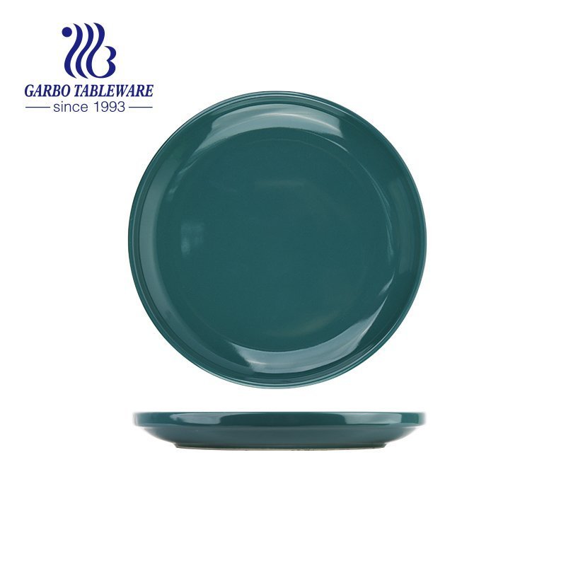 Factory glossy finished green color glazed 10.5inch ceramic charger plate