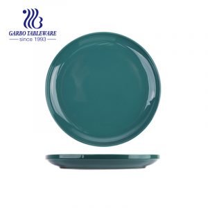 Factory glossy finished green color glazed 10.5inch ceramic charger plate