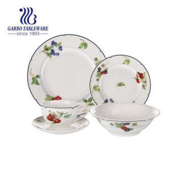 Peinture à la main bande colorée porcelaine dîner ensemble de 20 pièces vaisselle nouvelle porcelaine ensemble usage quotidien ustensiles de cuisine