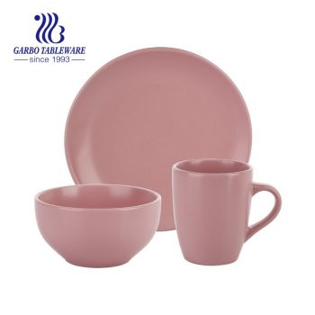 Conjunto de jantar rosa Sakura seguro para máquina de lavar louça de 3 peças talheres de grés conjunto de jantar resistente a arranhões conjunto de caneca de prato