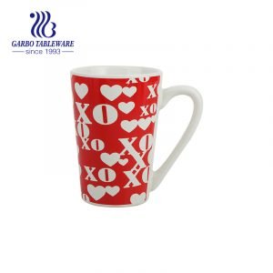 Couple heart shape print creative cermaic coffee mug set restaurant water drinking mugs hotel tumbler with long handle