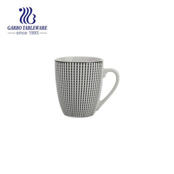 370ml checkered print drinking mug ceramic  water drink ware cup set home and restaurant coffee mugs sets hot drinks tumbler