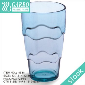 Tasse à bière en polycarbonate de 330 ml de couleur bleue directe d'usine de conception de vague unique