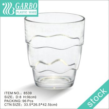 Vasos de agua apilables de plástico reutilizables, sin BPA, de fábrica, de 270 ml