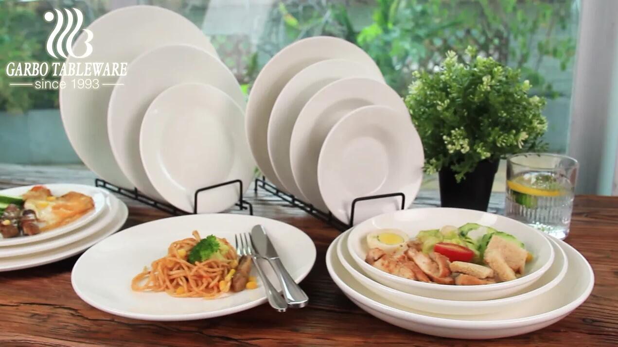 Garbo clássico prato e prato de carregador branco de porcelana de hotel redondo