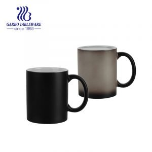 11oz color glazed black ceramic mug for drinking coffee and milk