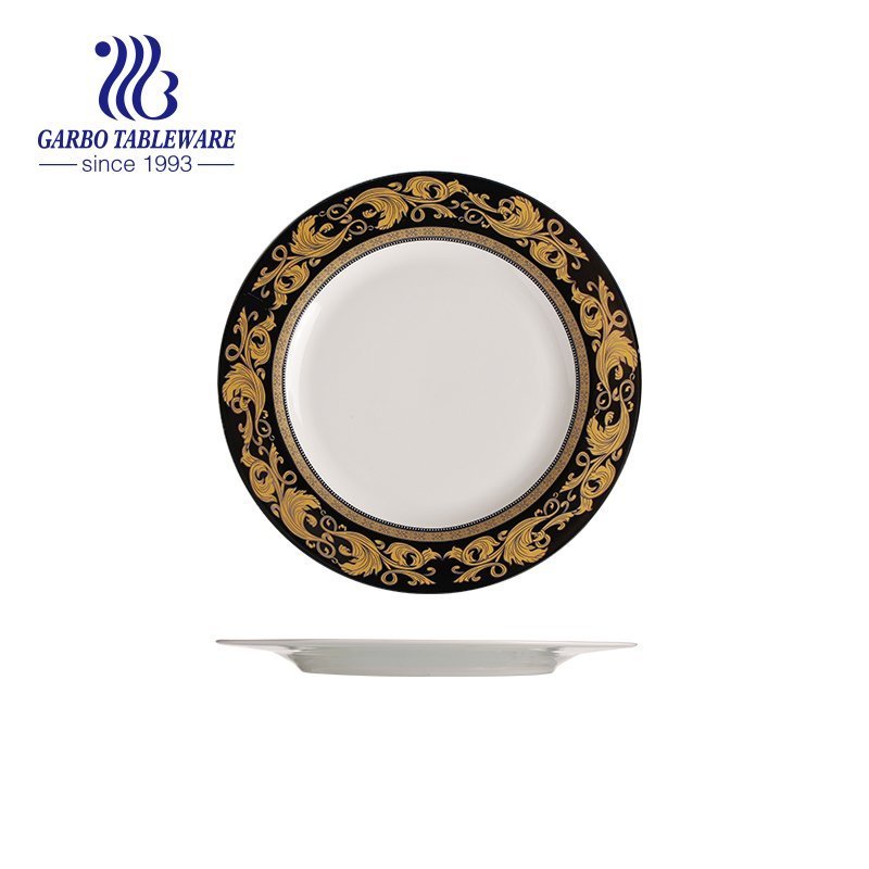 Wholesale custom golden design New Bone China 10.5inch luxury dinner plate