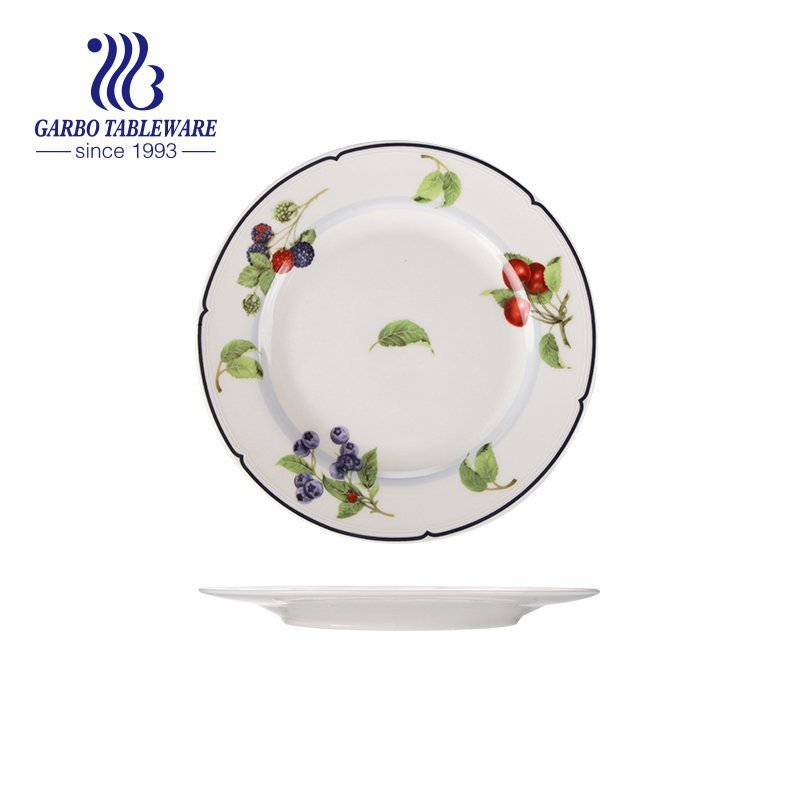 New Bone China premium quality flower decal tableware 8inch gold rim porcelain dessert plate