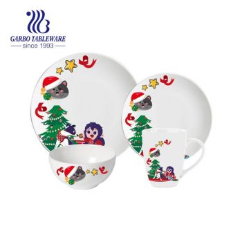 مجموعة أدوات مائدة Garbo الصينية أواني الطعام Creacitve لترويج عيد الميلاد طبق عشاء بورسلين ، طبق سلطة ، وعاء شوربة كوب قهوة - 16 قطعة مجموعة