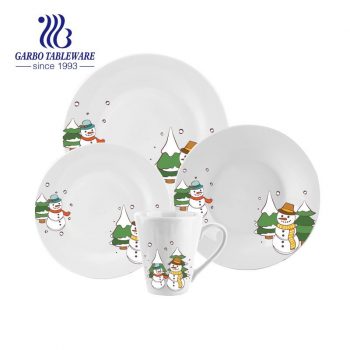 Conjunto de jantar de grés boneco de neve criativo da fábrica da china para 4 pessoas conjunto de jantar de cerâmica pratos de tigelas de cerâmica para festas