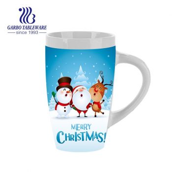 Merry Christmas print creative cute ceramic mug snow men full decal big peach mugs set milkshake breakfast cup