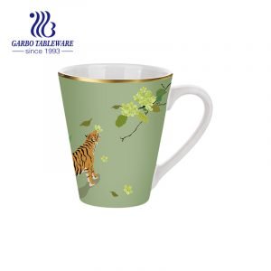 Full printing decors high ened gold rim cermic coffeee mug stoneware milk mugs retail gift drinking cup tableware decors