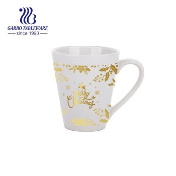 Real gold high end full print fashion design coffee ceramic mug porcelain water mugs table kitchen drinking cup with classic big handle