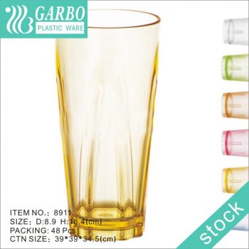 Vaso de jugo alto de color amarillo con diseño elegante de promoción, policarbonato