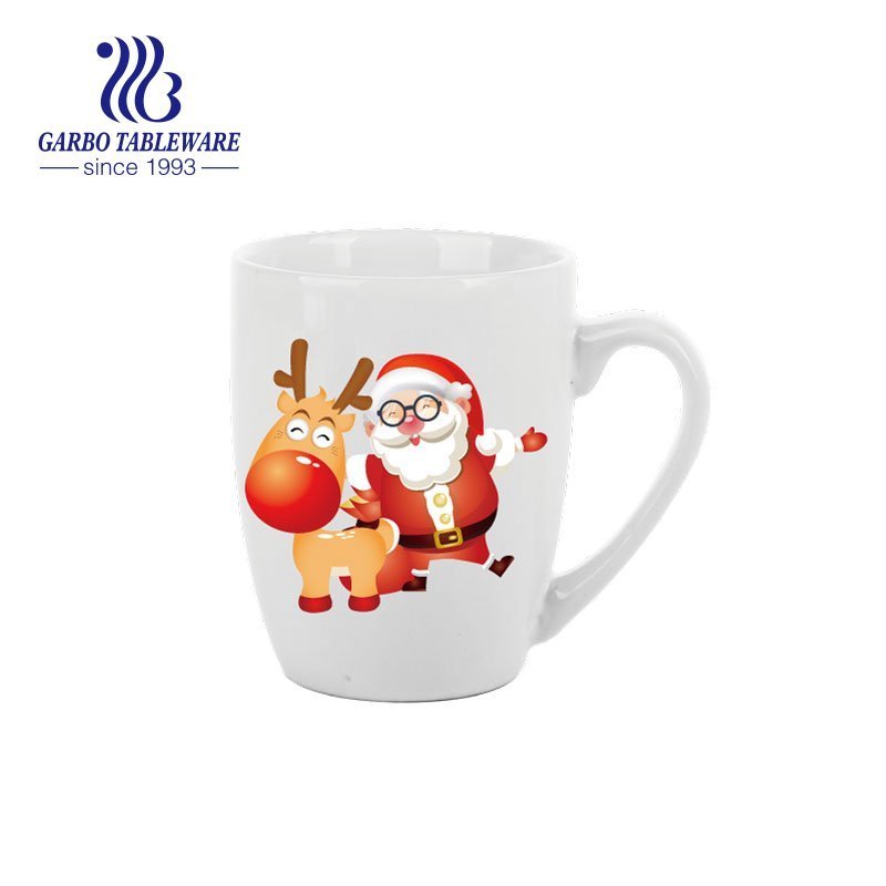 Merry Christmas print creative cute ceramic mug snow men full decal big peach mugs set milkshake breakfast cup