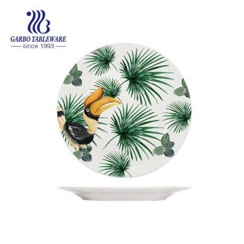 Wholesale cheap custom tree design hotel serving dish 8inch ceramic flat plate