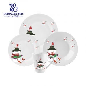 Daily Use Christma snowman stoneware  tableware dinner set plates and coffee mugs set with factory wholesale price