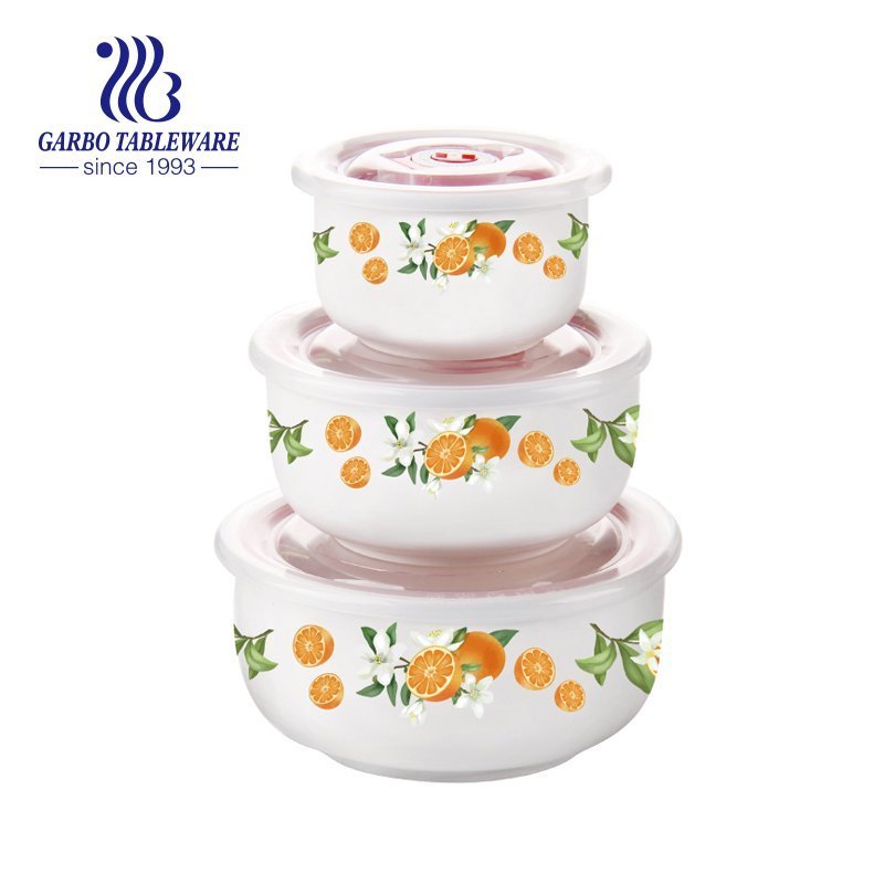 Wholesale 3pcs ceramic bowl set with customized decal for home