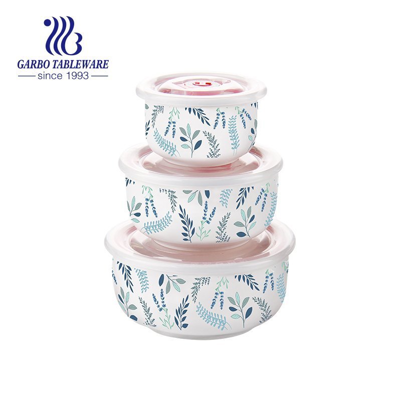 3pcs ceramic bowl set lunch box with different sizes for daily usage