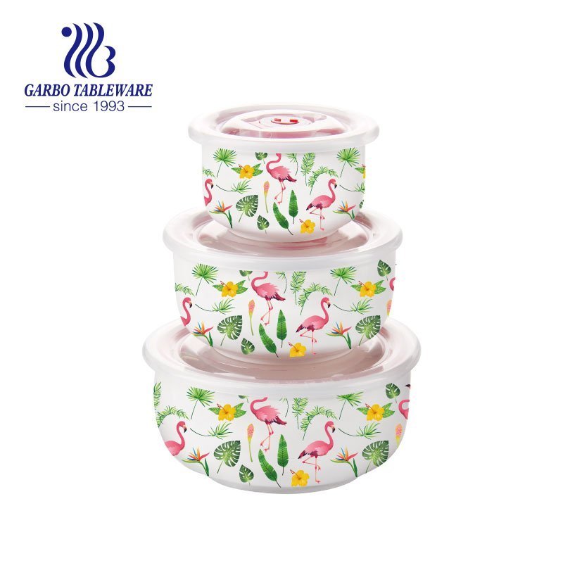 3pcs ceramic bowl set lunch box with different sizes for daily usage