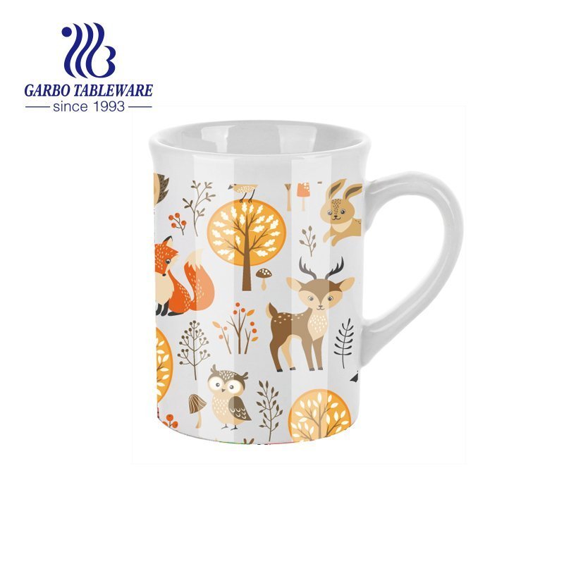 China factory custom cute animal design 350cc ceramic coffee cup with handle