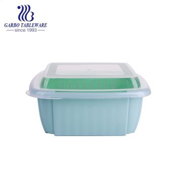 Wholesale square shape colored plastic double layer drain basket with cover
