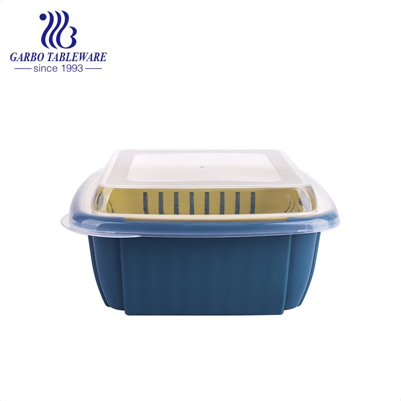 Wholesale square shape colored plastic double layer drain basket with cover