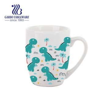 Factory custom Dinosaur design printing 350cc fine ceramic coffee mug