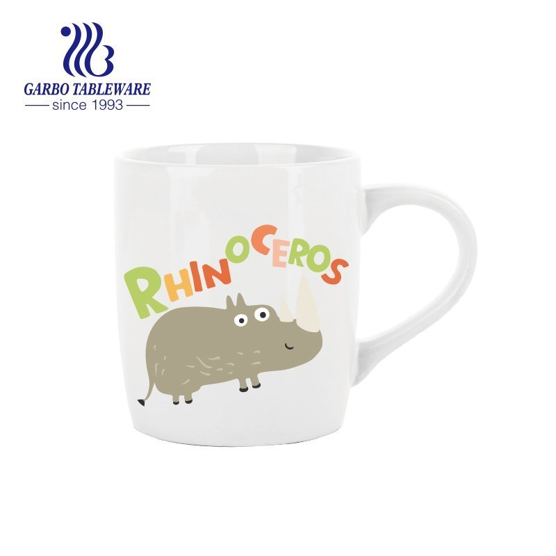 Factory custom Dinosaur design printing 350cc fine ceramic coffee mug