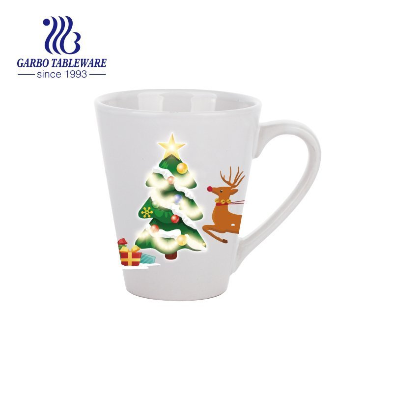 Beautiful decal animal design 350ml white water milk drinking ceramic tea mug
