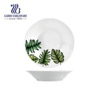 soup plate green leaf design 8 inch ceramic dinner plate stoneware