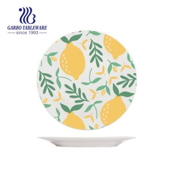 Promotion gift tableware custom 8inch leaf design ceramic dessert plate flate plate stoneware