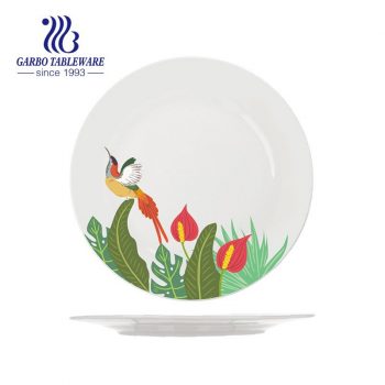 Promotion custom bird design tableware 10.5inch ceramic charger plate for dining