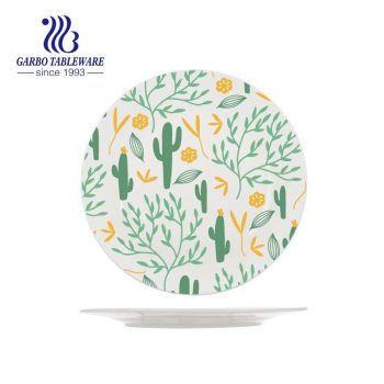 China factory under glazed cactus design 10.5inch ceramic flat dinner plate