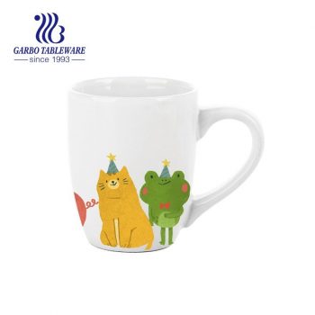 Frog prince fairy tale decal printing white custom ceramic water mug juice drinking tumbler set