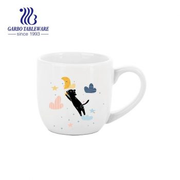 Caneca de café de cerâmica de sonho com impressão de gato preto bonito classci grés copo de porcelana canecas brancas