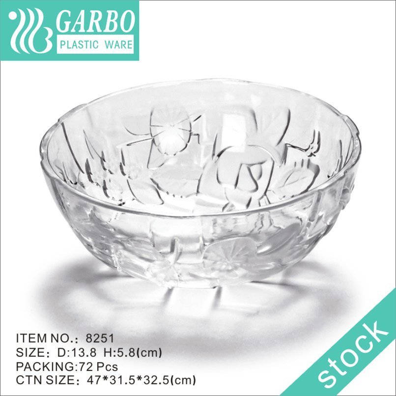 Durable plastic bowls with flower embossed design for home daily use